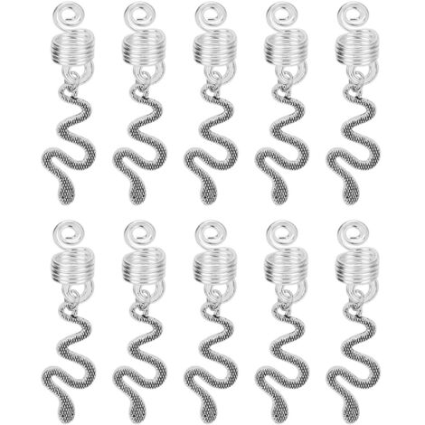 10 pièces Alliage Serpent Barbe Spirale DIY Dreadlocks Accessoires Cheveux Pendaison (1/5)