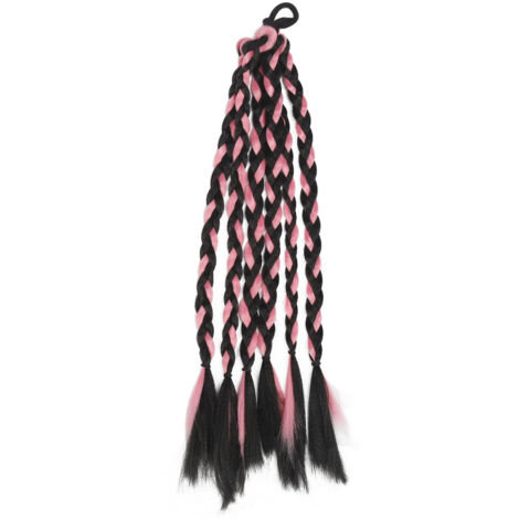 Extension de queue de cheval tressée longue et douce pour femmes et enfants, idéale pour un port quotidien, disponible en noir et rose. (1/5)