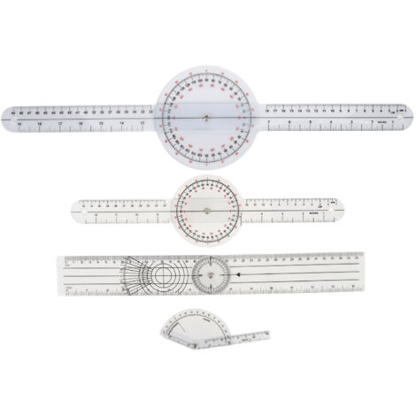 Lot de 4 goniomètres médicaux transparents rotatifs pour mesure d'angle orthopédique à usage familial (1/5)