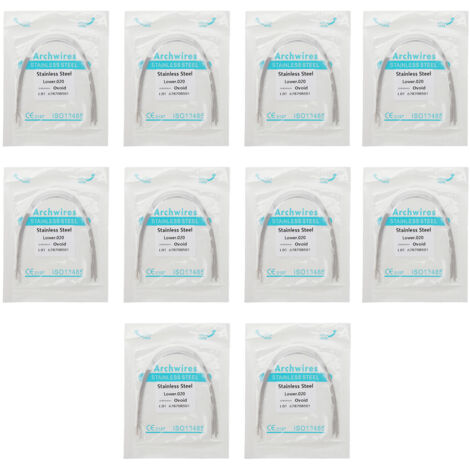 100 pièces Fil dentaire orthodontique rond en acier inoxydable pour appareil de rétention dentaire, arc inférieur 0,020 pouce (1/5)