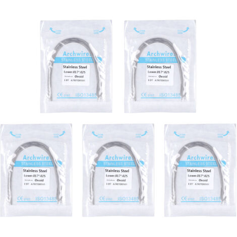 50 pièces Fil Orthodontique Rectangulaire Flexible en Acier Inoxydable 0.17x0.25 Pouce pour Arcade Inférieure (1/5)