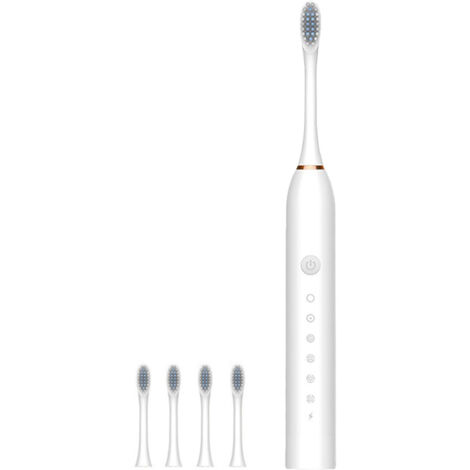 Brosse à dents électrique ultrasonique pour enfants et adultes - Soin buccal doux automatique - Blanc (1/5)