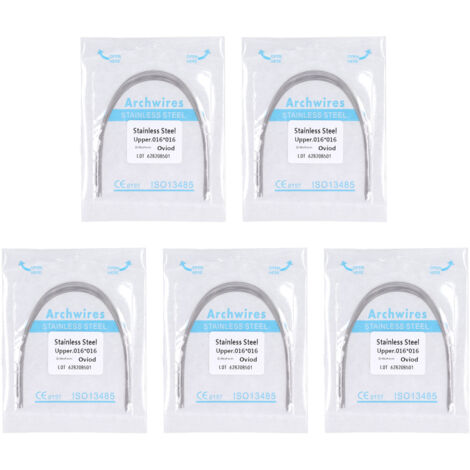 50 pièces Fil Orthodontique Dentaire en Acier Inoxydable pour Arcade Supérieure 0.16 x 0.16 Pouce (1/5)