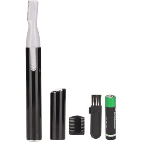 Tondeuse à Sourcils Électrique avec Têtes Interchangeables et Lavables, Alimentée par Piles - Épilateur Facial pour Hommes et Femmes, Noir