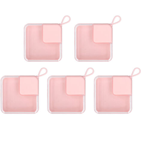 Boîte de rangement transparente rose pour bijoux - 5 pièces - Coffret organisateur portable pour boucles d'oreilles (1/5)