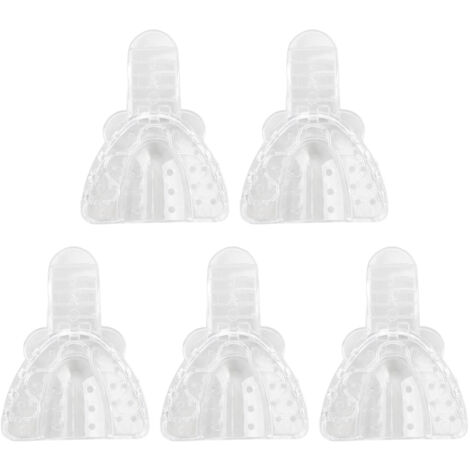Plateau d'empreinte dentaire perforé transparent jetable pour prothèse - 5 pièces mâchoire supérieure (1/5)