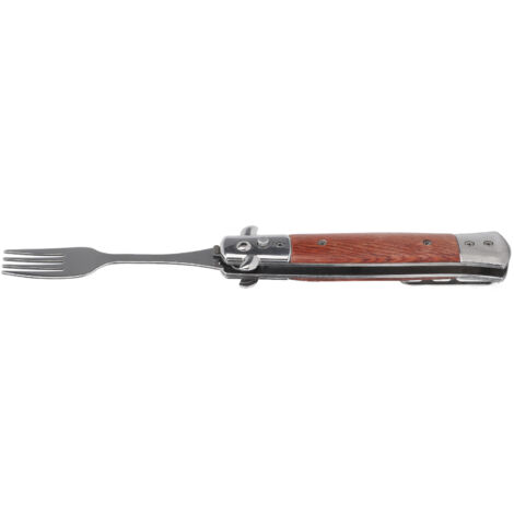 Fourchette à Ressort en Acier Inoxydable avec Manche en Palissandre, Pliable pour Randonnée et Camping (1/5)
