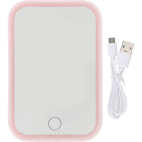 Miroir de maquillage LED rose avec contrôle tactile, miroir de vanité carré rotatif à luminosité réglable pour bureau (1/5)