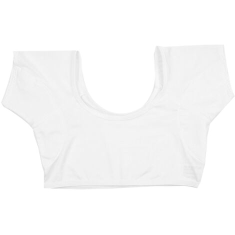 Veste anti-transpiration aisselles manches courtes, design pullover lavable pour femmes et filles, couleur blanc L (1/5)