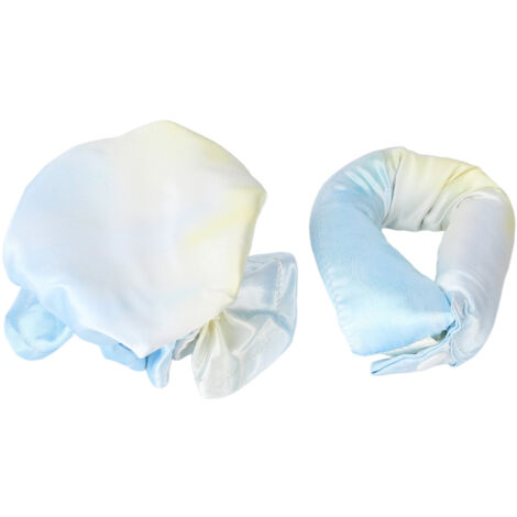 Bandeau satin sans chaleur pour boucles, rouleau à friser portable teint tie dye, nuit et maison, bleu (1/5)
