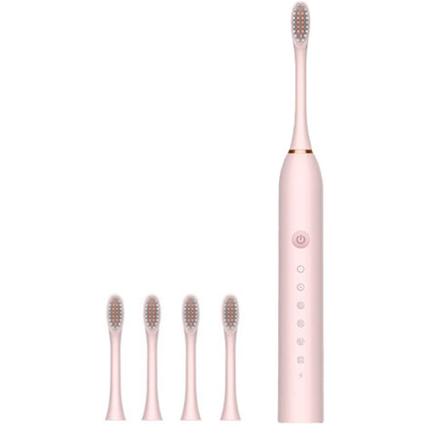 Brosse à Dents Électrique Enfants et Adultes - Soin Buccal Ultra Sonique avec Poils Souples - Rose