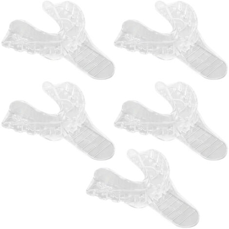 Plateau d'empreinte dentaire perforé transparent jetable pour prothèse, 5 pièces mâchoire inférieure (1/5)