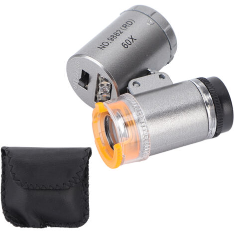Microscope de Poche 60X avec LED et UV, Portable et Durable en ABS Acrylique pour Usages Multiples (1/5)