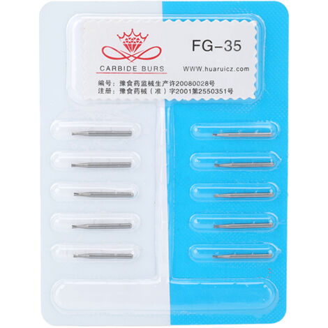 10 Pièces Fraises Dentaires Carbure Tungstène Haute Résistance Usure Réduite FG35 (1/5)