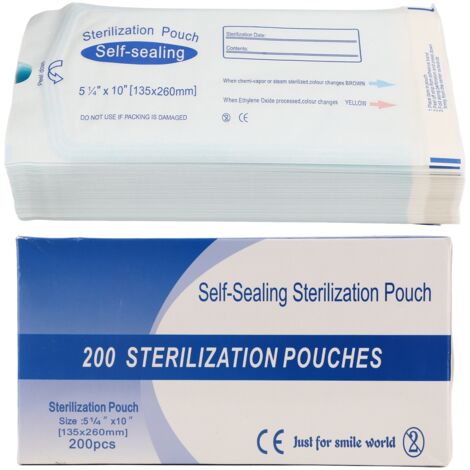 200 sachets stérilisation dentaire autoclave triple scellés résistants aux déchirures pour instituts beauté et ongleries (1/5)