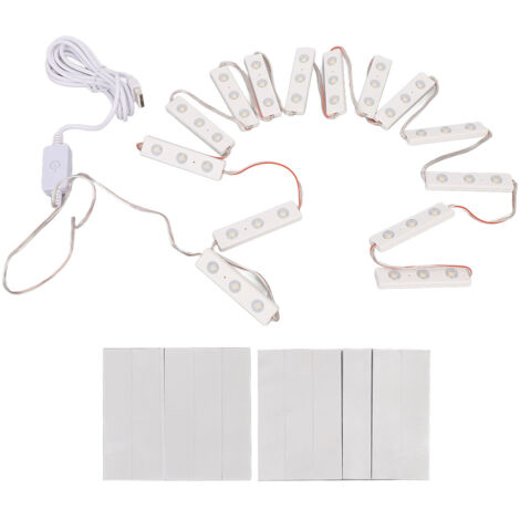 Miroir de salle de bain LED avec lumière blanche tactile et USB, 14 guirlandes (42 puces) (1/5)
