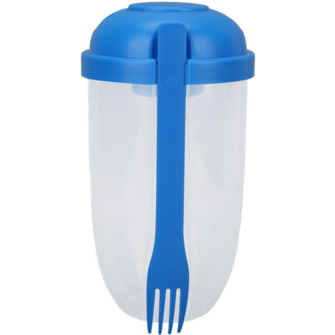 Shaker à Salade Portable avec Fourchette - Récipient Repas Sain pour Légumes et Petit-déjeuner - Bleu (1/5)