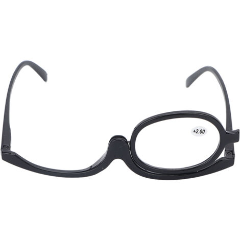 Lunettes de maquillage grossissantes avec verre rabattable, design moderne et pratique, couleur noire (+2.00)