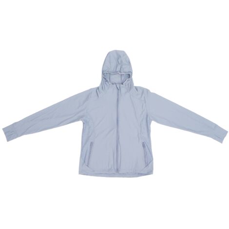 Veste Respirante Anti-UV UPF 50+ Femme à Manches Longues avec Capuche pour Randonnée (Gris)(L) (1/5)