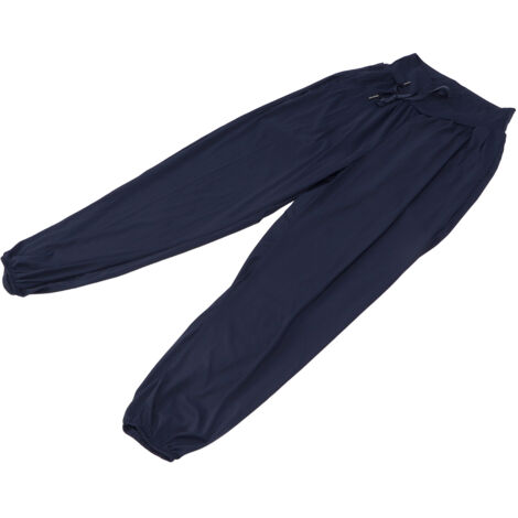 Pantalon de Yoga Femme Confortable à Taille Haute et Cordon (Bleu Marine) Taille XL (1/5)