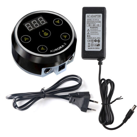 Alimentation pour Tatouage avec Écran LED Aluminium Léger, Pile pour Machine à Tatouage Liner Shader Noir EU2A (1/5)