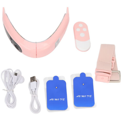 Ceinture de modelage facial rose à microcourants - 12 niveaux, télécommande, anti-rides, resserre les pores, raffermit l'ovale du visage (1/5)