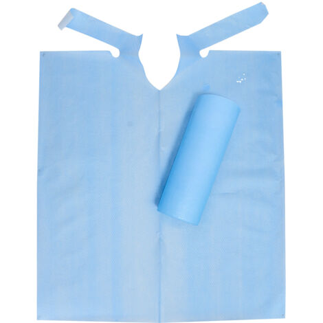 Bavoir Jetable Dentiste 80 Feuilles Bleu - Salon, Restaurant, Étanche, 50x60 cm, Adulte Senior (1/5)