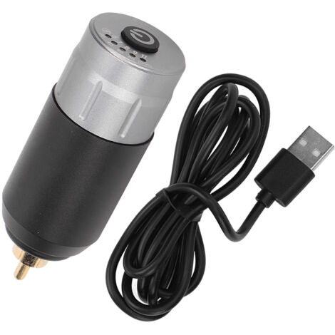 Alimentation sans fil pour machine à tatouage, réglage de tension, rechargeable USB, alliage d'aluminium, couleur gris argenté (1/5)