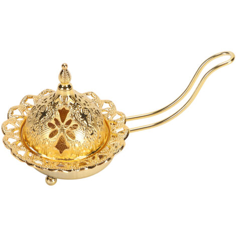 Brûleur d'Encens Métallique Doré Vintage - Support à Main pour Chambre, Salon, Bureau (1/5)