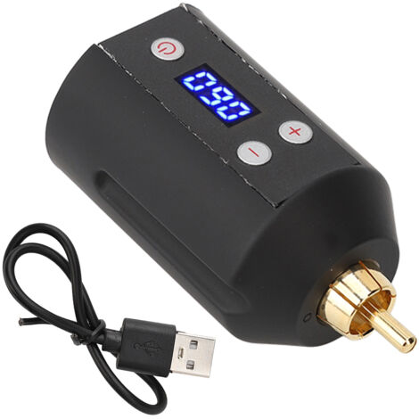 Alimentation sans fil pour machine à tatouage 3-12V, batterie 1500 mAh, réglable, noir (1/5)