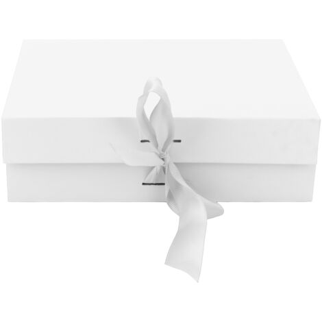 Boîtes Cadeaux Pliantes Réutilisables Couleur Unie avec Ruban pour Bijoux, Bonbons, Bougies, Parfum - Blanc (1/5)