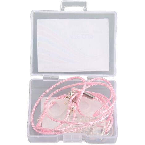 Porte-appareil auditif transparent avec clip et cordon nylon rose, facile à fixer pour le jardinage et travaux - Binaural (1/5)