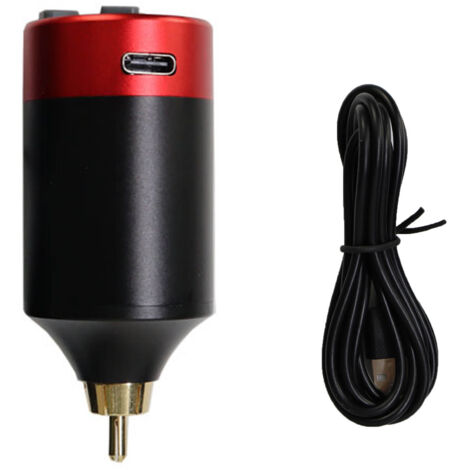 Alimentation pour Stylo de Tatouage 1500mAh USB Rechargeable, Batterie Longue Durée en Alliage d'Aluminium avec Interface RCA Rouge (1/5)