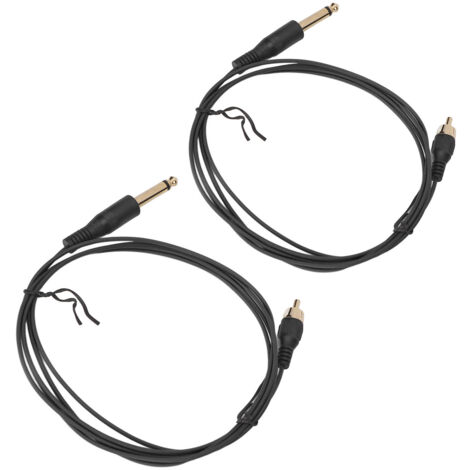 2 pièces Câble Clip RCA Tatouage 5.9ft Tête Droite Élastique Flexible Courant Stable OD 2.2mm Noir (1/5)