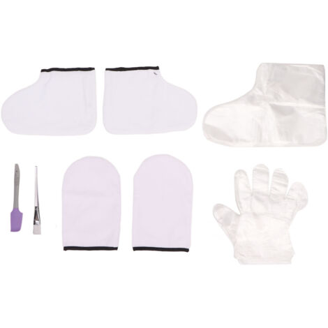 Gants à Cire Transparents avec Brosse, Spatule Violette et Chaussettes Blanches pour Soins Spa (1/5)