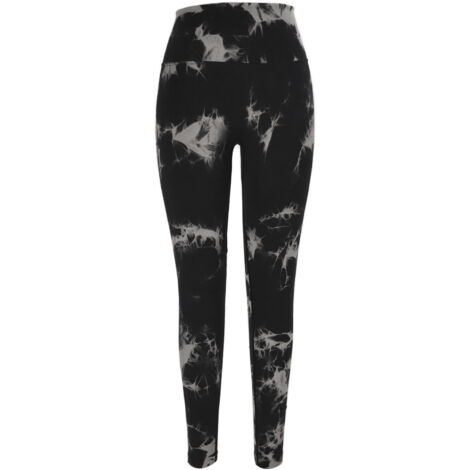 Leggings Femme Tie Dye Noir Haute Taille Respirant Yoga Confortable Élastique (1/5)