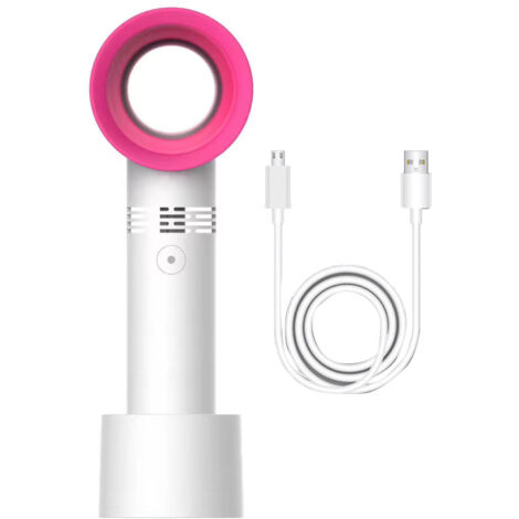 Ventilateur de Poche sans Lames, Mini Ventilateur USB Rechargeable pour Refroidissement et Séchage des Cils, Blanc (1/5)