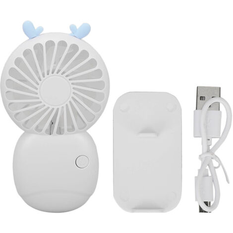 Ventilateur de Poche Mini USB Rechargeable - Ventilateur Personnel Portable avec Vitesse Réglable - Blanc Cartoon pour Bureau et Voyage (1/5)