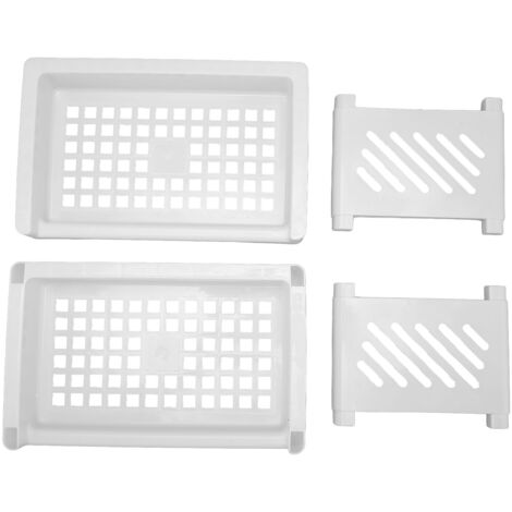 Étagère de bureau 2 niveaux design ajouré en PP blanc épais, pour chambre, salle de bain ou bureau. (1/5)