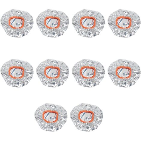 10 pièces Bonnets de Traitement Capillaire en Aluminium Thermorégulé pour Soin Profond Argenté (1/5)