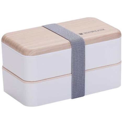 Boîte à bento japonaise à 2 étages avec fourchette, cuillère et compartiments pour la préparation des repas et des collations - Sans BPA - Idéale pour les enfants, les adultes, les garçons, les filles (1/5)
