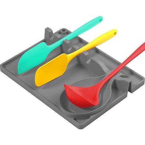 Tapis de rangement antidérapant en silicone pour ustensiles de cuisine, spatules et cuillères (1/5)