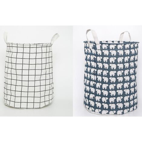 Lot de 2 paniers à linge pliables en coton et lin - 33 x 33 x 43 cm (1/5)