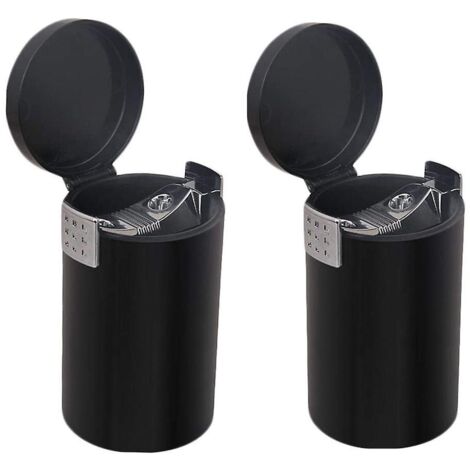 Cendrier et poubelle de voiture combinés, design portable et amovible, convient à la plupart des véhicules (noir, lot de 2) (1/4)