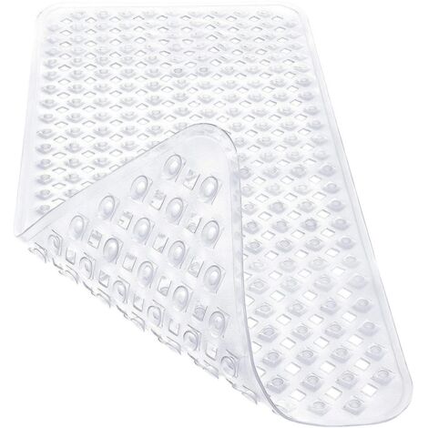 Tapis de bain blanc antidérapant 88 x 39 cm - Résistant à la moisissure, lavable en machine, en silicone non toxique avec fixations incluses (1/5)