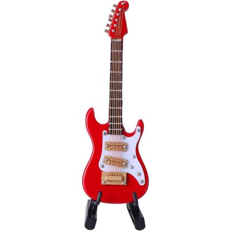 Reproduction miniature de guitare électrique miniature pour décoration de maison de poupée (rouge) (1/5)