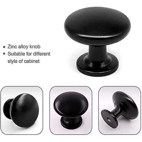 Lot de 20 boutons de porte/tiroir/meuble noirs vintage de 30 mm pour placards de cuisine (1/4)