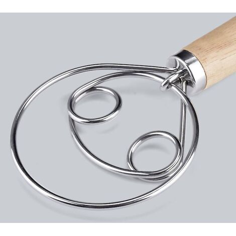 Fouet à pain professionnel avec manche en bois - Accessoire pour pétrir la pâte danoise et battre les œufs (1/4)