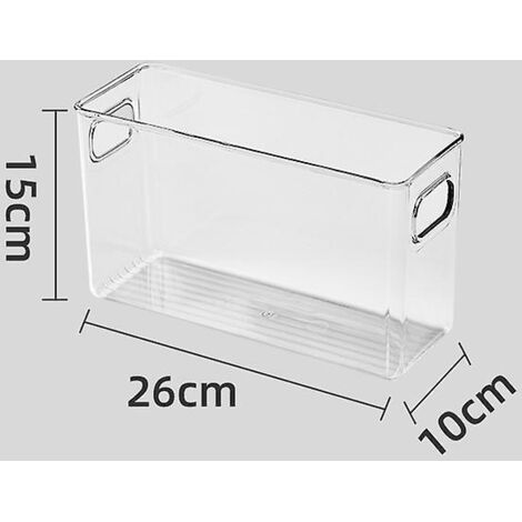 Petit bac de rangement transparent en plastique pour réfrigérateur ou placard de cuisine (1/5)