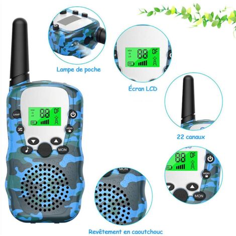 Talkies-walkies pour enfants, idéaux pour les aventures en plein air : portée de 5 km, lampe torche LCD rétroéclairée, radio bidirectionnelle (1/3)